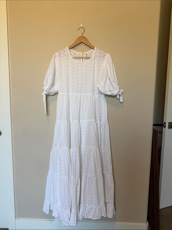 Opia Dresses & Skirts - Opia Harriet White Tiered Maxi Dress with Puff Sleeves